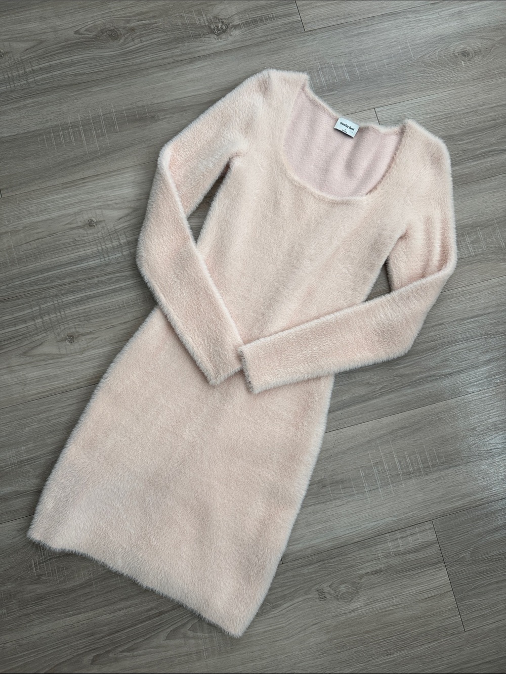 Sunday Best Blush Pink Long-Sleeve Scoop Neck Sweater Dress, S